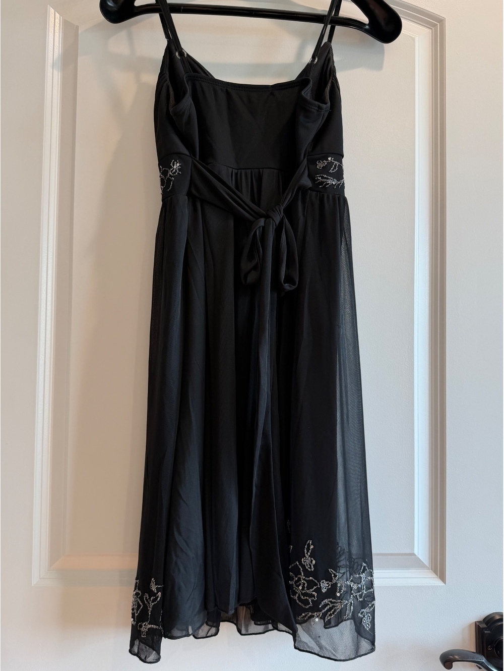 Black Beaded Floral Midi Dress Size L - Picture 2 of 7